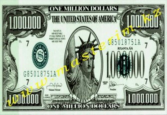 Доллар, под форму прямоугольник, водорастворимая бумага, 1 лист 