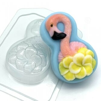 8 марта - Фламинго с цветами, форма пластиковая
