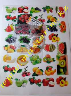 Картинки фруктов, под форму Банка варенья, водорастворимая бумага, 1 лист.