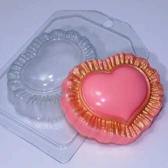 Сердце с кружевными рюшами ЕХ, форма пластиковая