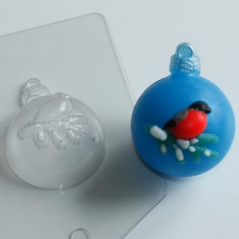 Шар Снегирь, форма для мыла пластиковая