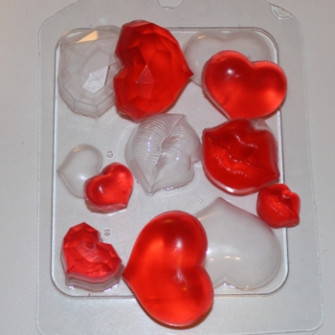 Сердечки - поцелуйчики, форма пластиковая